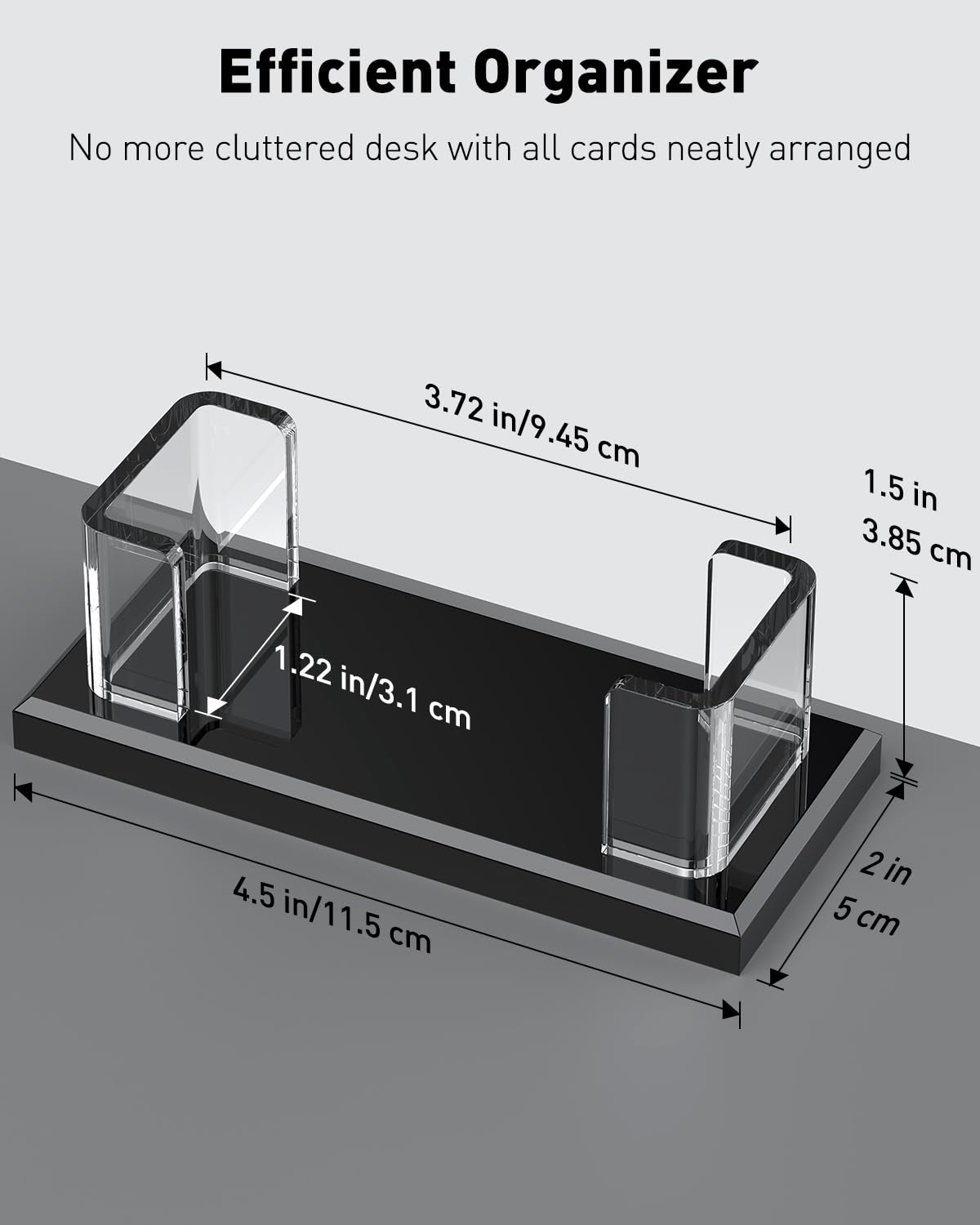 Acrylic Horizontal Business Card Holder 1-Slot — Clear, 60-Card Capacity