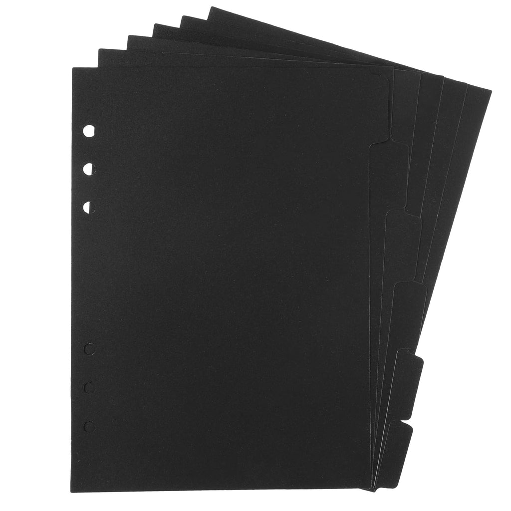 6-Pack A5 6-Hole Black Plastic Binder Dividers with Tabs