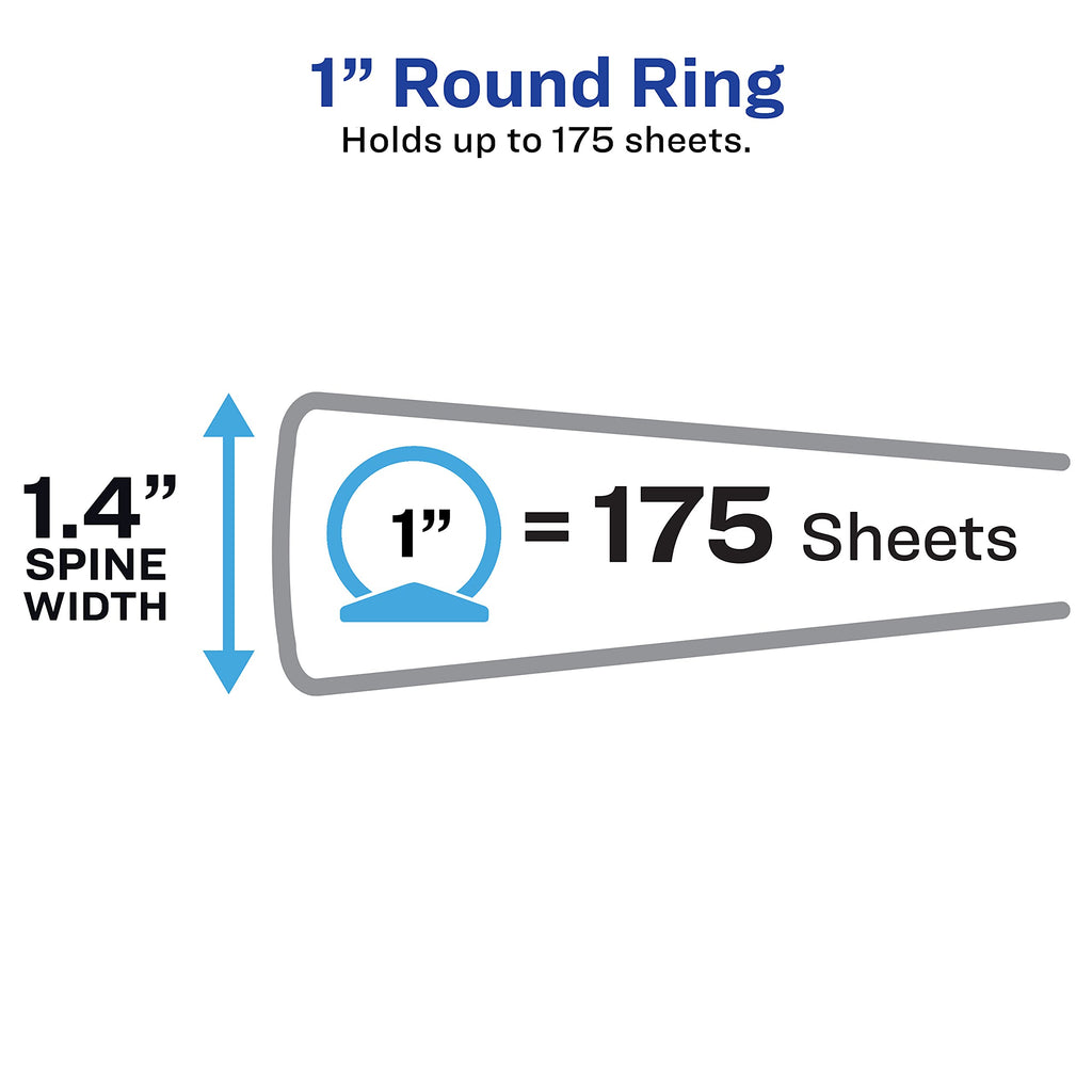 Flexible View Binder, 1" Round Rings, 175-Sheet Capacity, Gray/White