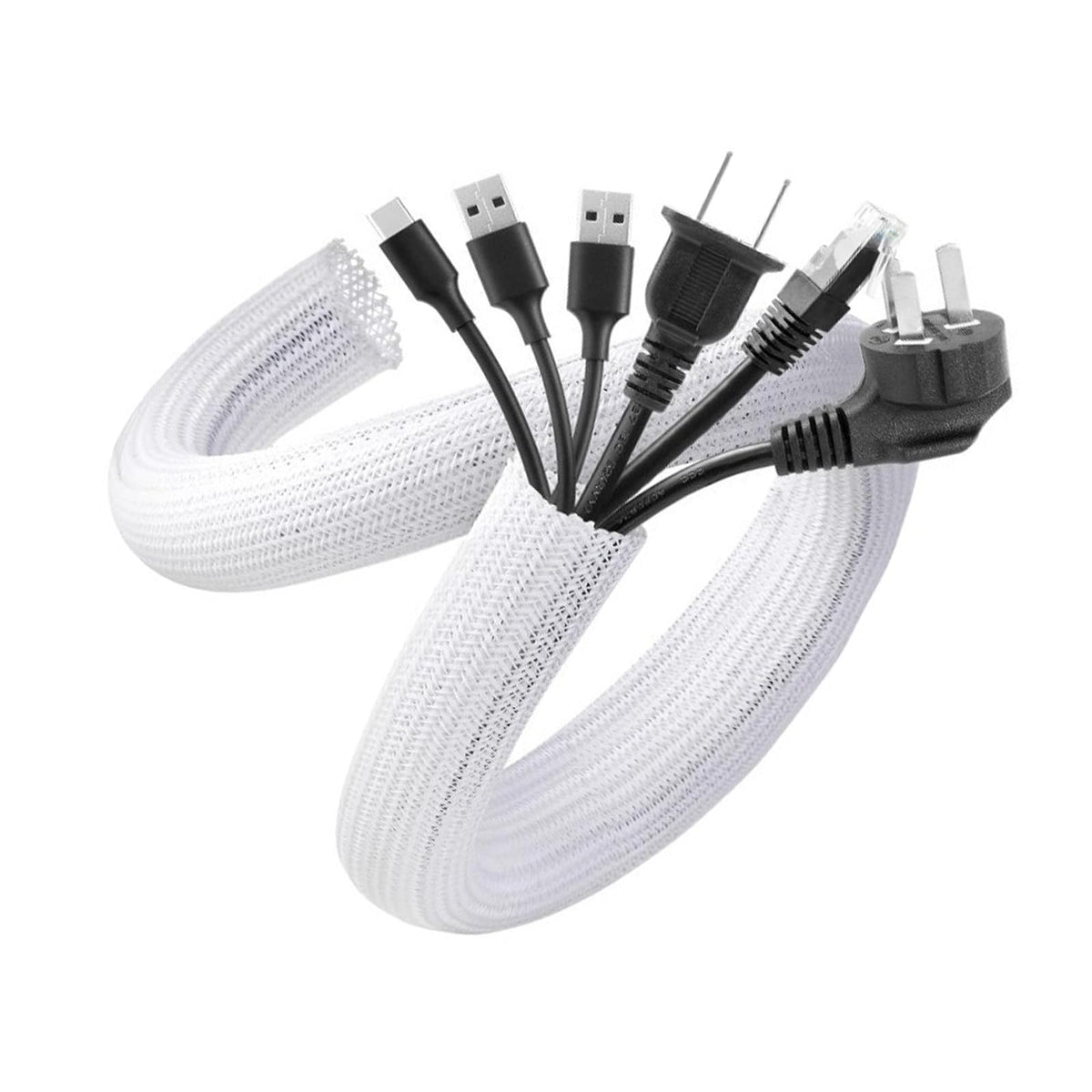White Cable Tidy Sleeve 0.5m (13–20mm) Self-Closing Cord Protector
