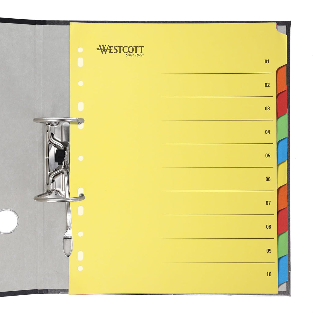 Folder Register for A4 Plastic Wallets — Extra‑Wide, 10 Coloured Tabs, 230g/m²