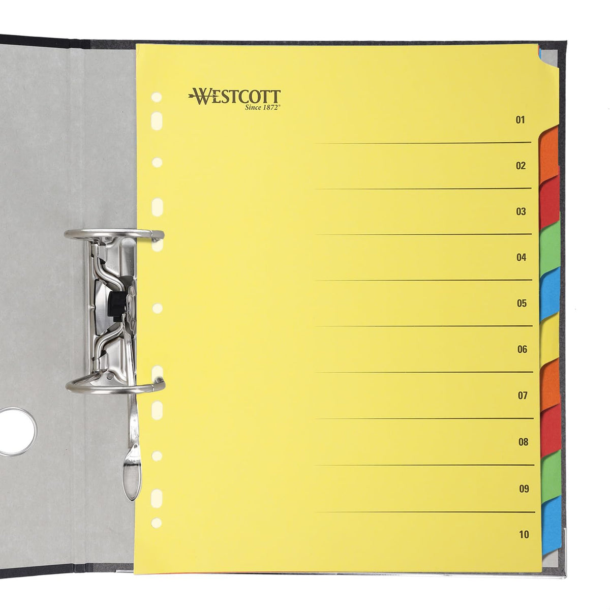 Folder Register for A4 Plastic Wallets — Extra‑Wide, 10 Coloured Tabs, 230g/m²