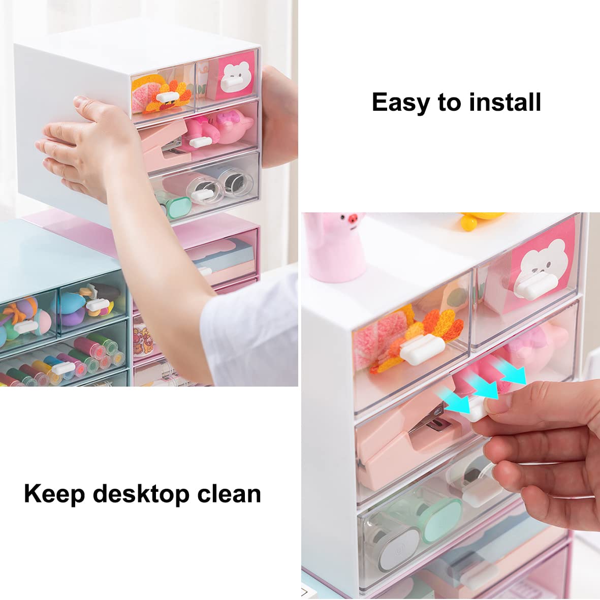 Desk Storage 4-Drawer Plastic Desktop Organizer - White