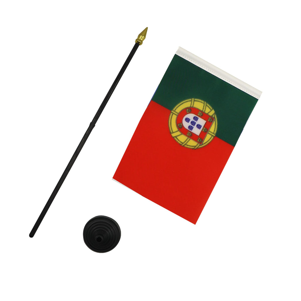 Portugal Table Flag 15x10 cm 100D Polyester with Plastic Base