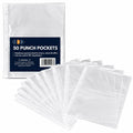 50 Pack A4 Clear Punched Poly Pockets – Plastic Document Wallets