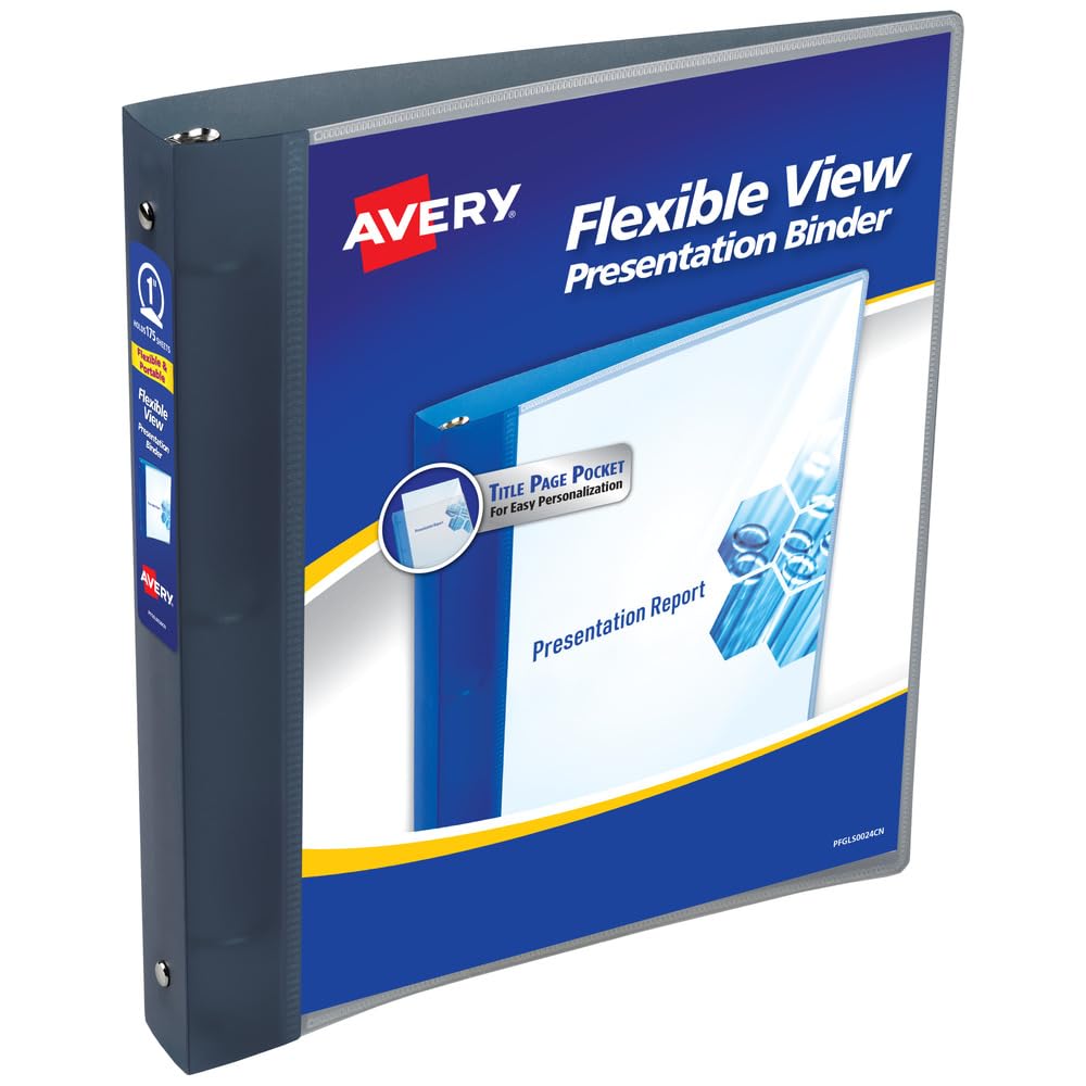 Flexible View Binder, 1" Round Rings, 175-Sheet Capacity, Gray/White