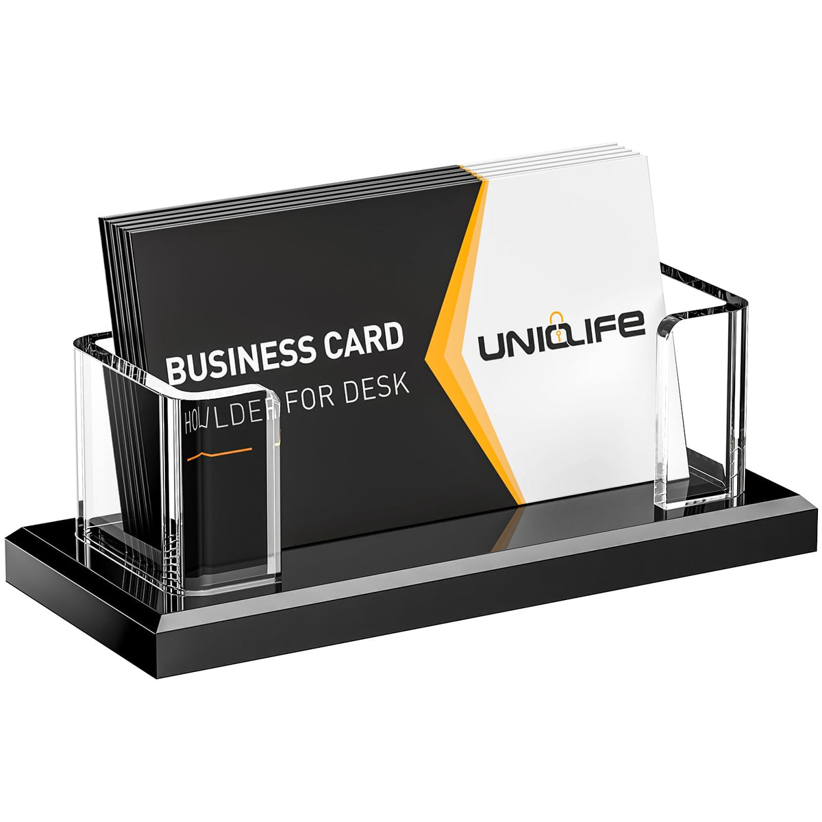 Acrylic Horizontal Business Card Holder 1-Slot — Clear, 60-Card Capacity