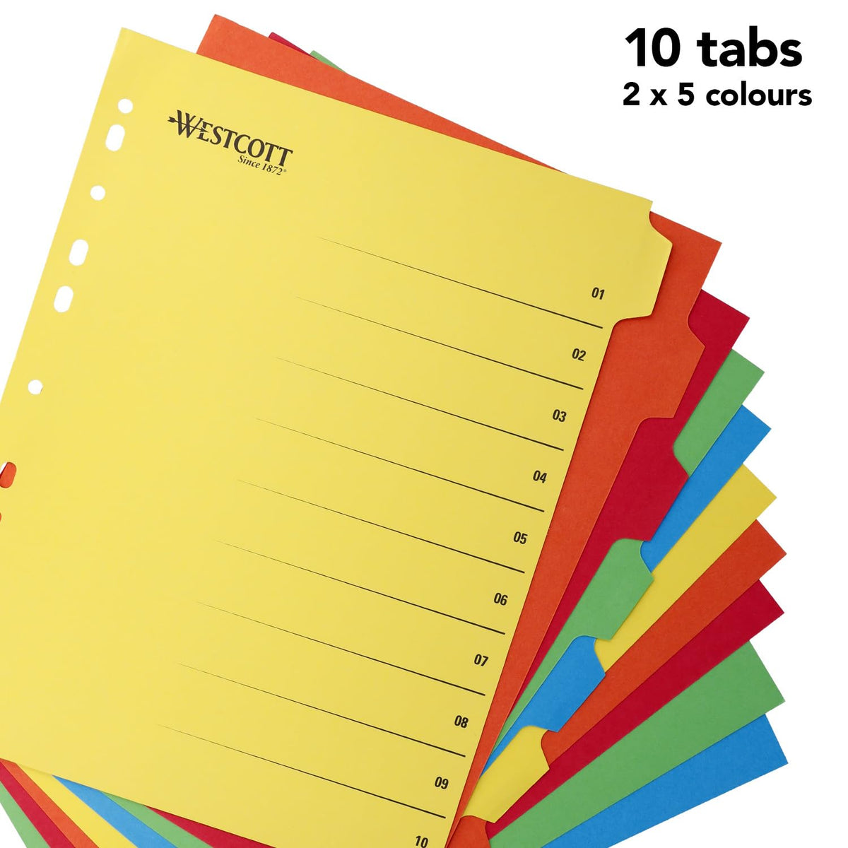 Folder Register for A4 Plastic Wallets — Extra‑Wide, 10 Coloured Tabs, 230g/m²