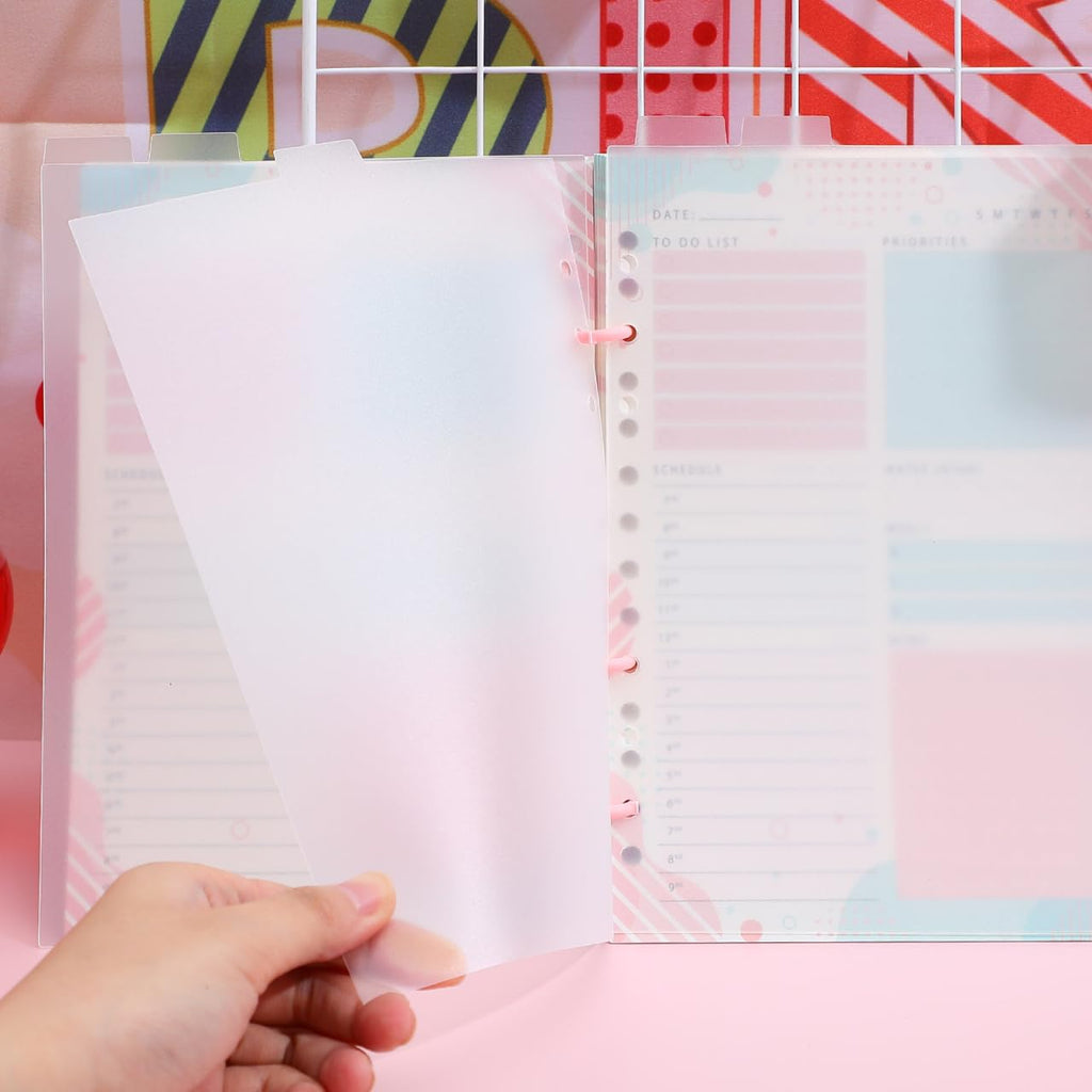 6pcs A5 Transparent Top-Tab Binder Dividers, Vertical 6-Hole for Planner