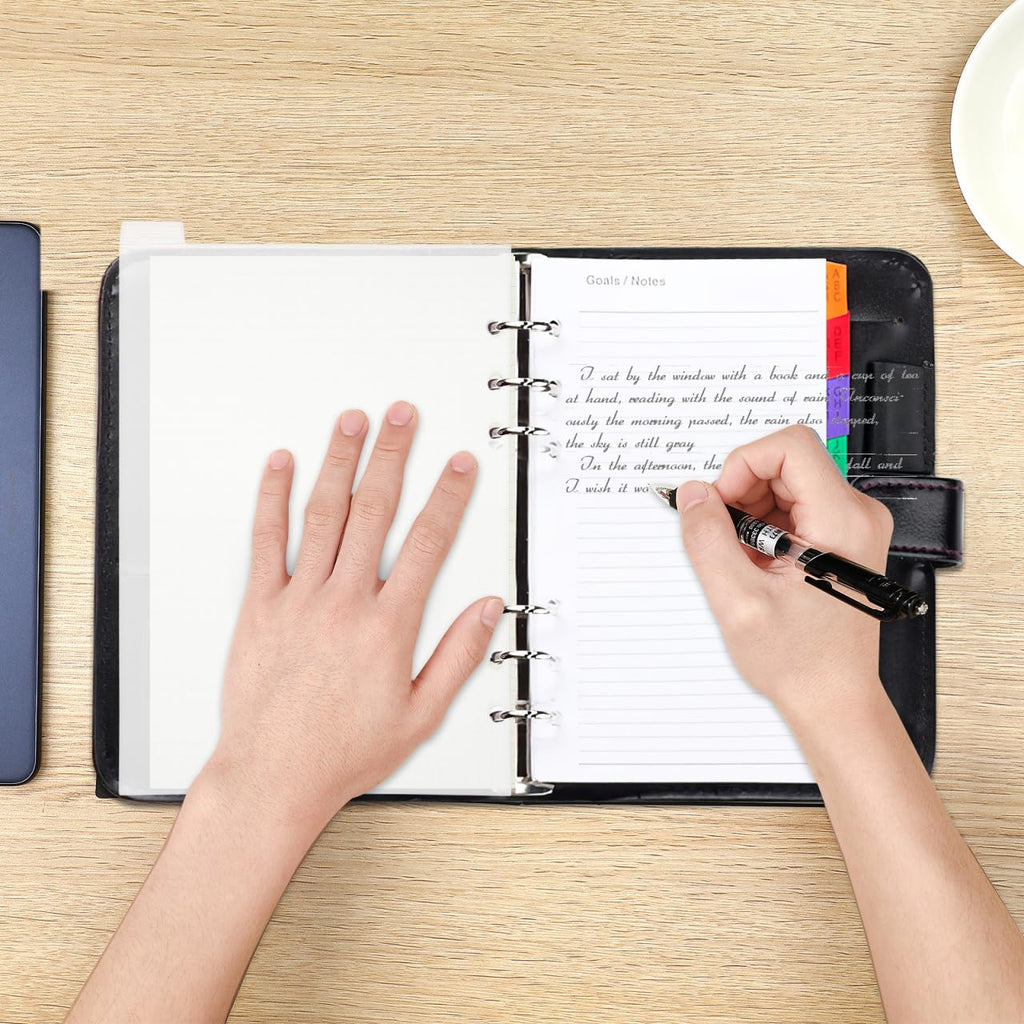 6pcs A5 Transparent Top-Tab Binder Dividers, Vertical 6-Hole for Planner