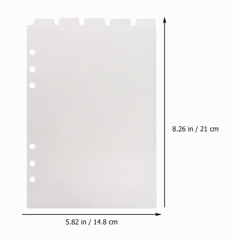 6pcs A5 Transparent Top-Tab Binder Dividers, Vertical 6-Hole for Planner