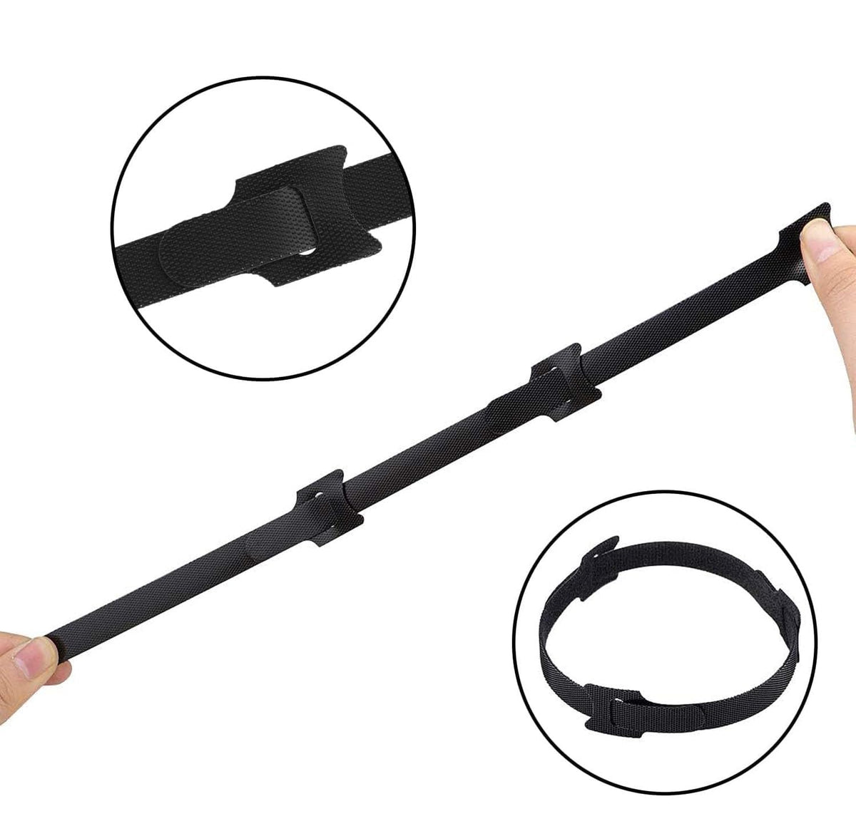 70 Reusable Hook and Loop Cable Ties - 5.9in Adjustable Straps (7 Colors)