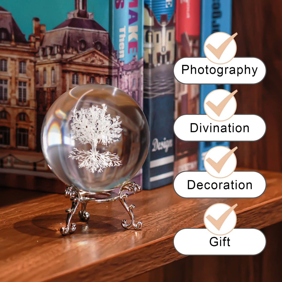 70mm Tree of Life Crystal Ball with Stand