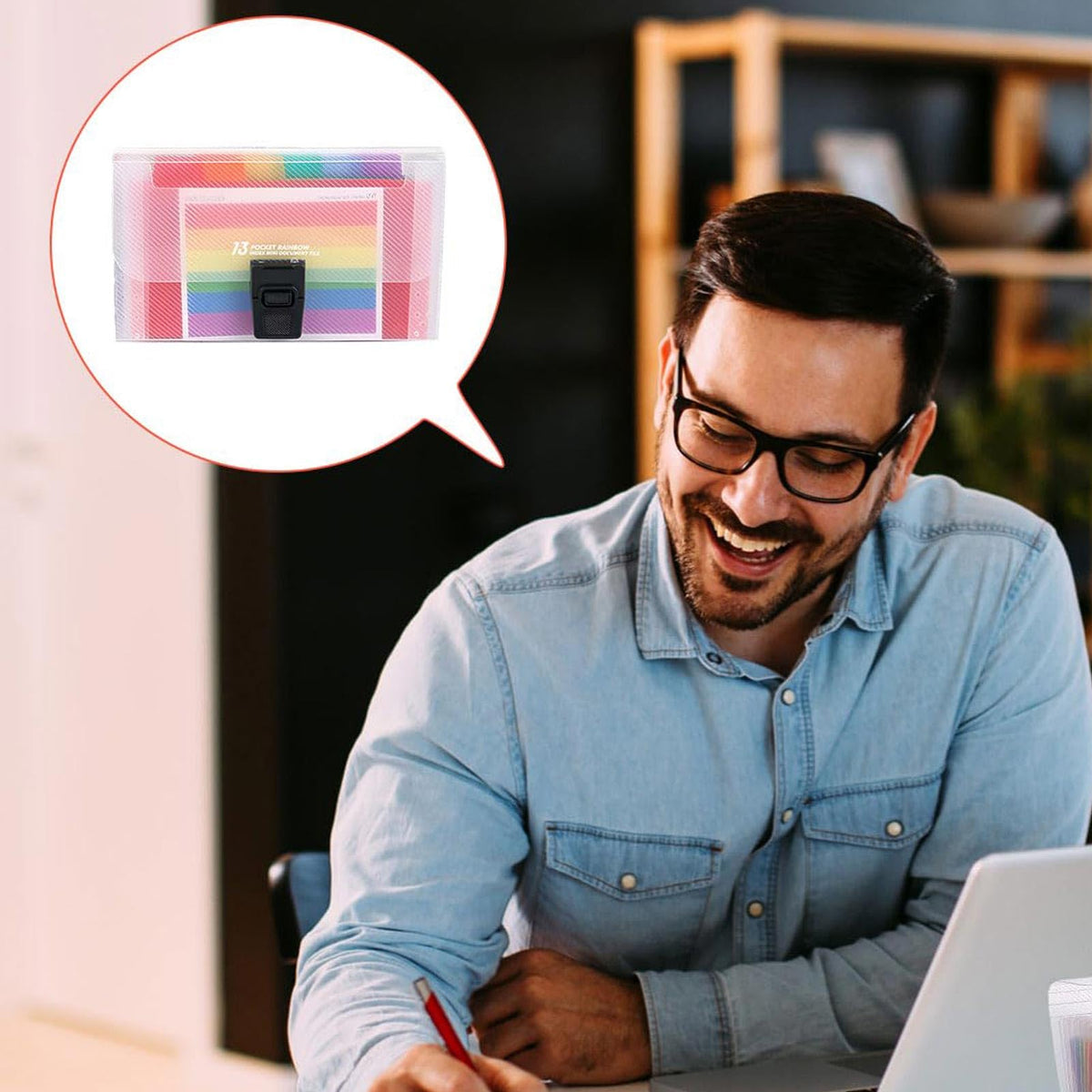 A6 Flashcard Organizer & 13-Pocket Holder — Rainbow