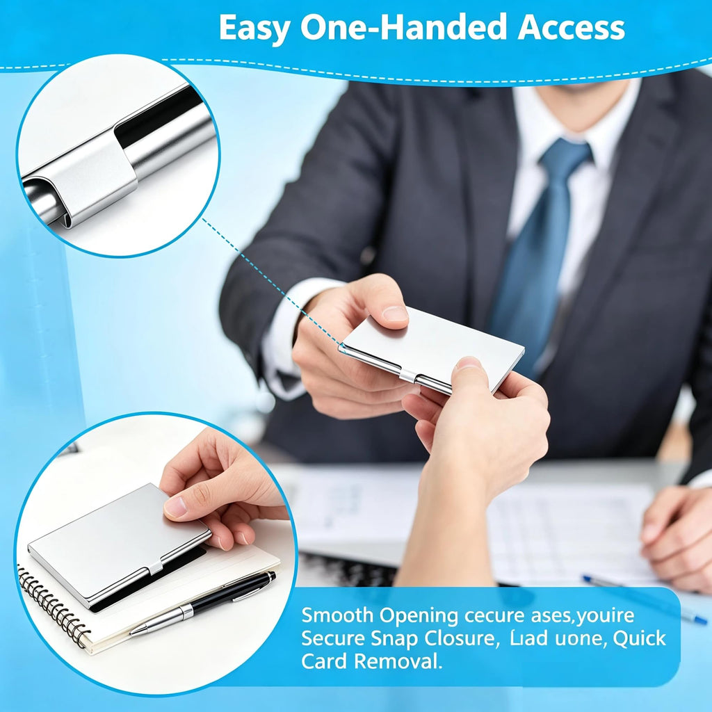 Stainless Steel Ultra-Thin Business Card Holder, Silver