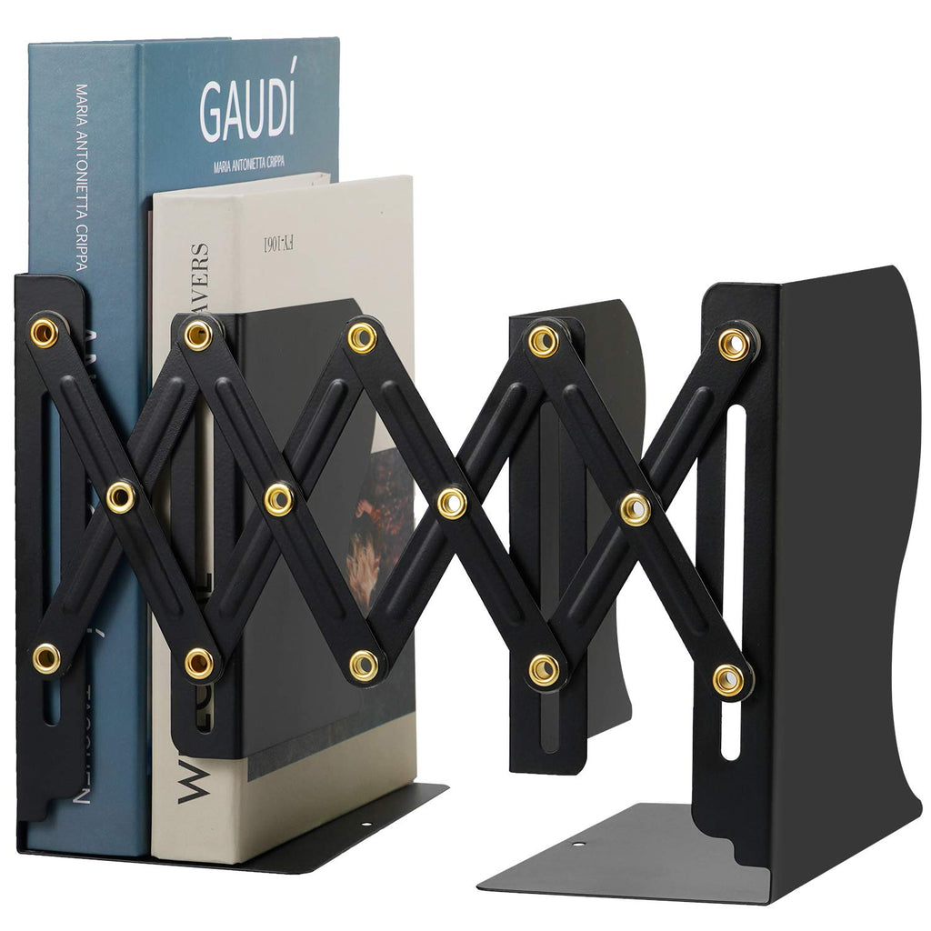 Adjustable Telescopic Metal Bookends — Expandable Desktop Book Organizer