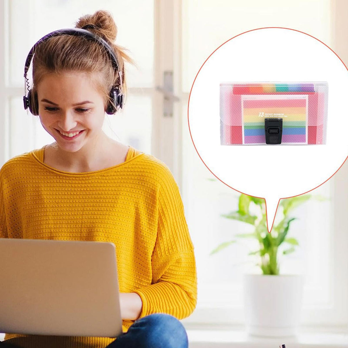 A6 Flashcard Organizer & 13-Pocket Holder — Rainbow