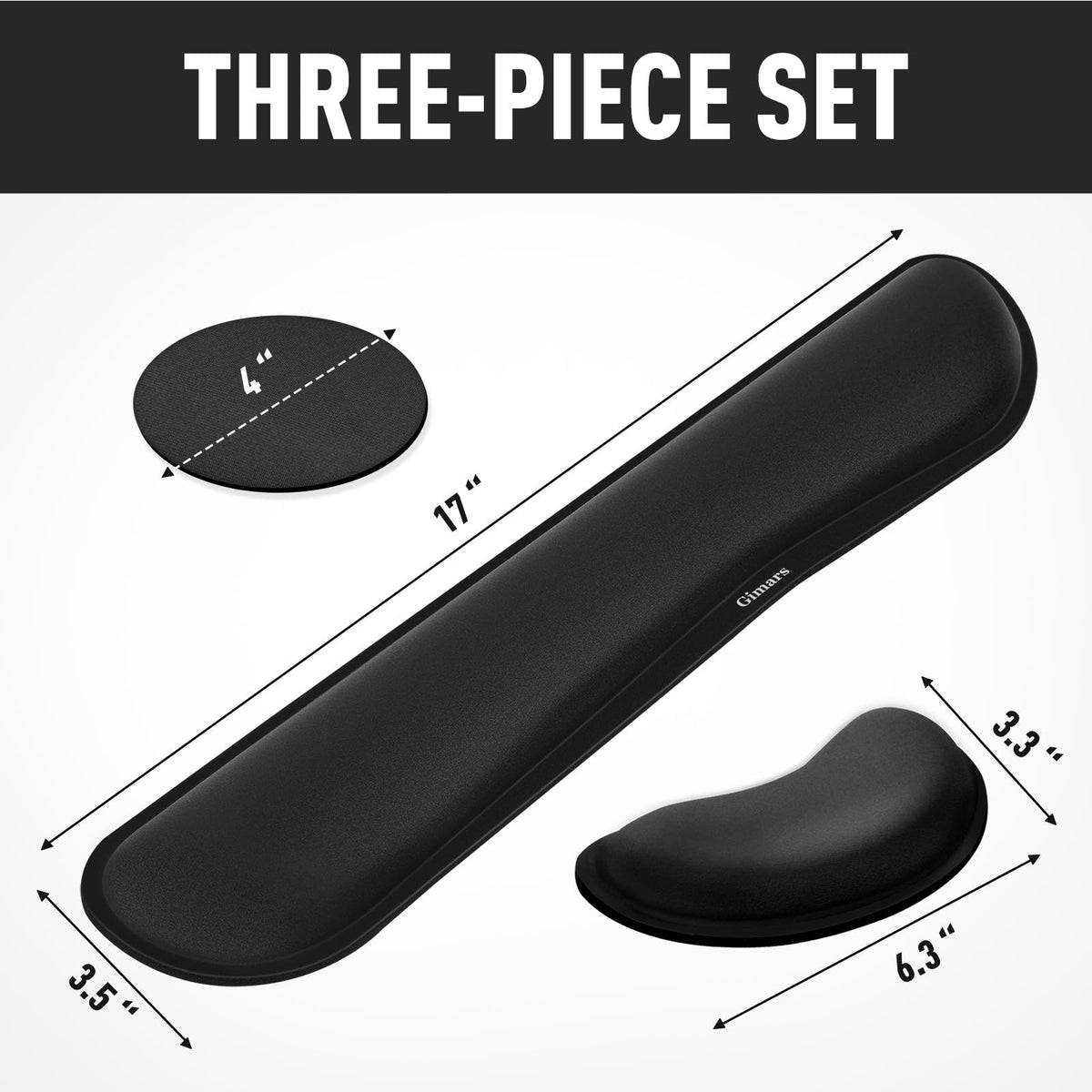 3cm Memory Foam Wrist Rest Set – Ergonomic Keyboard & Mouse (3‑Piece, Black)
