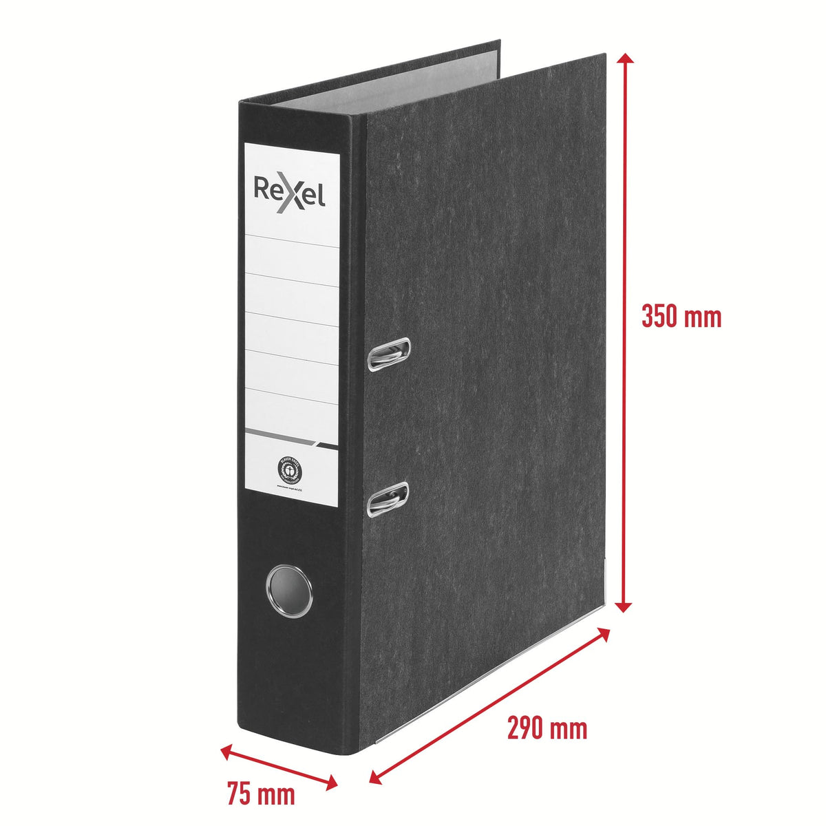 Foolscap Lever Arch File — 500-Sheet, 75mm Spine, Black Marble