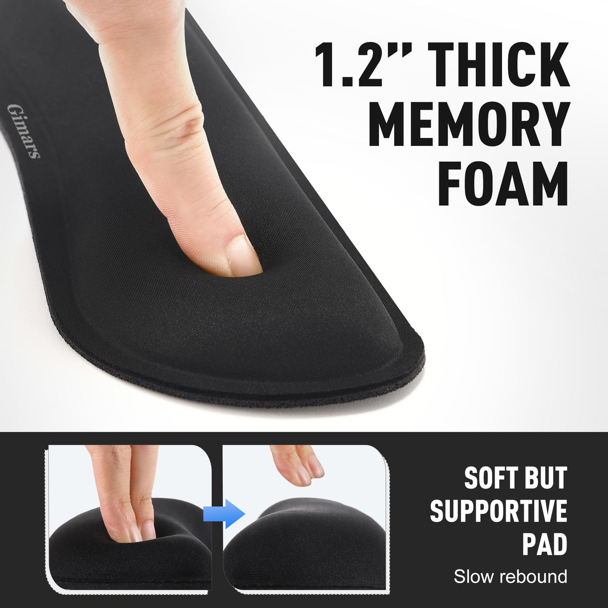 3cm Memory Foam Wrist Rest Set – Ergonomic Keyboard & Mouse (3‑Piece, Black)