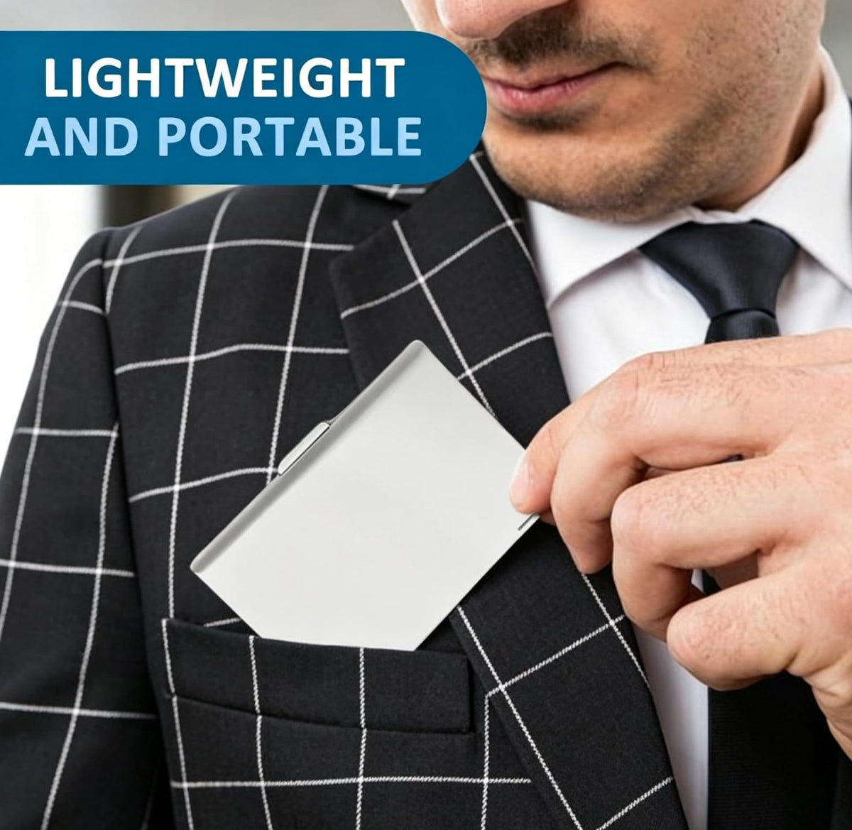 Stainless Steel Ultra-Thin Business Card Holder, Silver