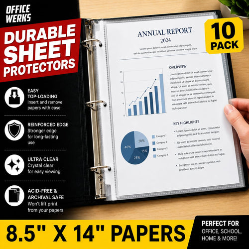 10 Pack 8.5 x 14 Legal Clear Heavyweight Sheet Protectors