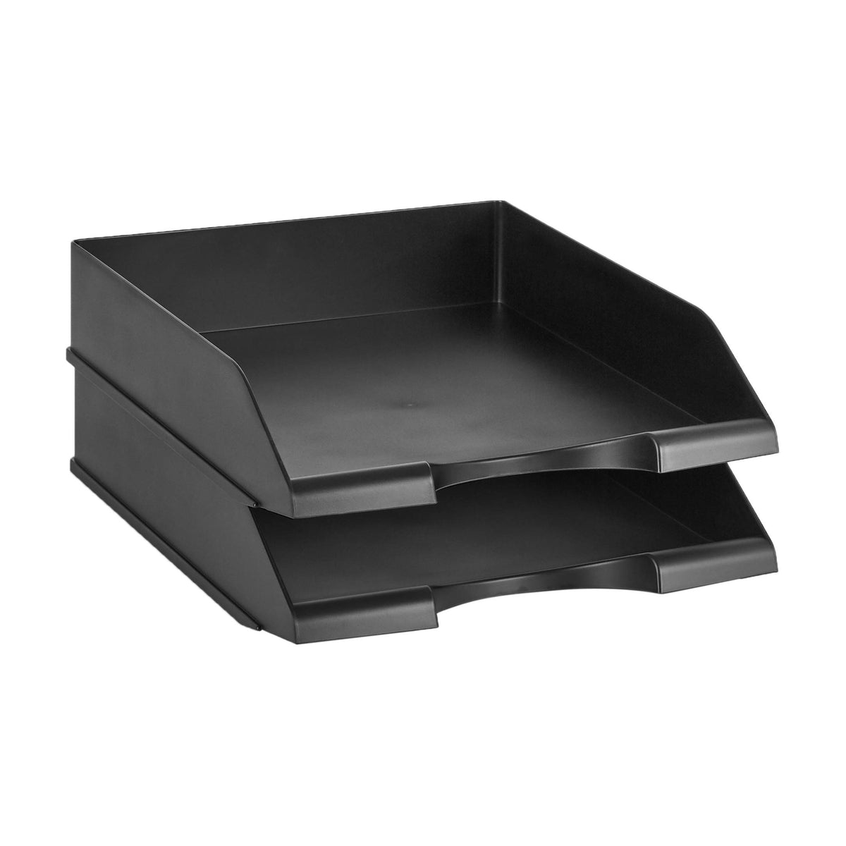 Rectangular Stackable Office Letter Trays, Pack of 2, Black, 33.8×25.4×6.3 cm