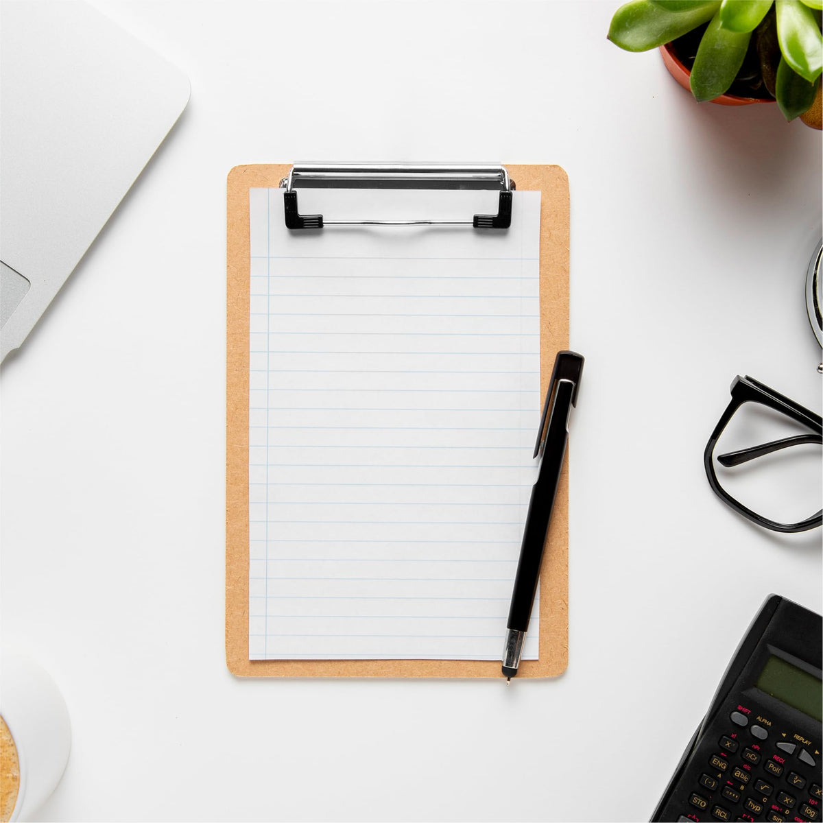 A5 Wooden Clipboard — Hardboard with Metal Clip & Hanging Hole