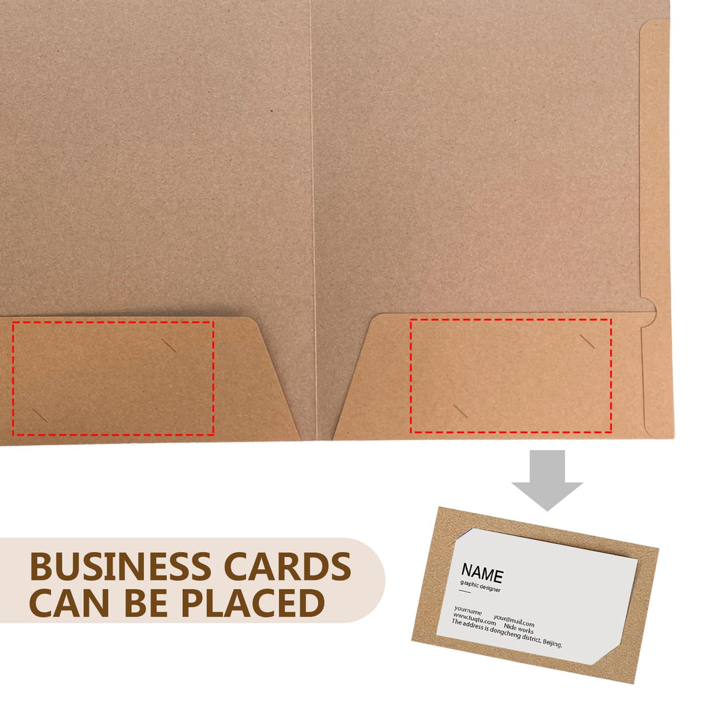12-Pack A4 Kraft Paper File Folders with Business Card Slot, Brown