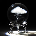 3D Lightning Cloud Crystal Ball Paperweight with Stand 60mm