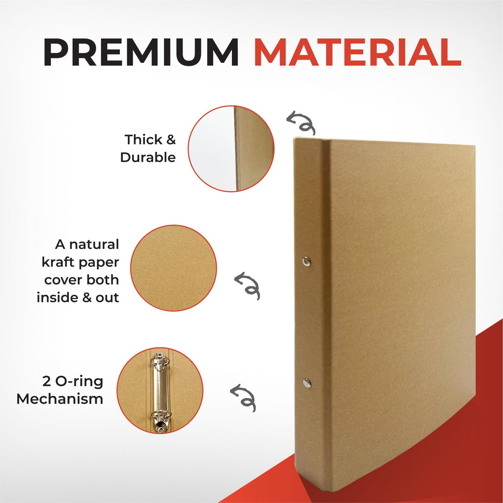 A4 Kraft Paperboard 2-O Ring Binder, 25mm Spine