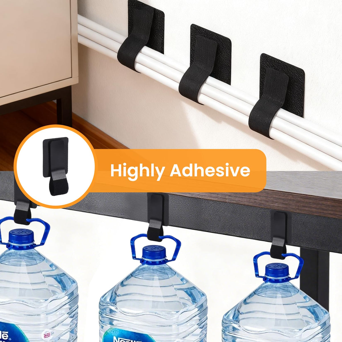 30-Pack Under-Desk Cable Management Clips — Black