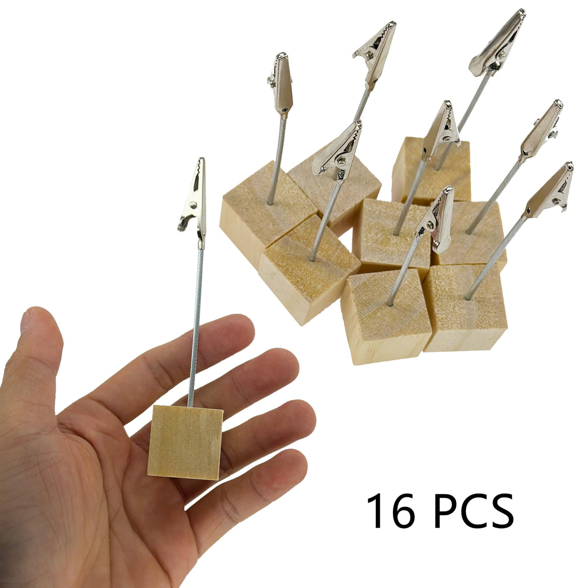 16 Wooden Base Alligator Clip Memo Holders for Photos & Cards (2.5cm)