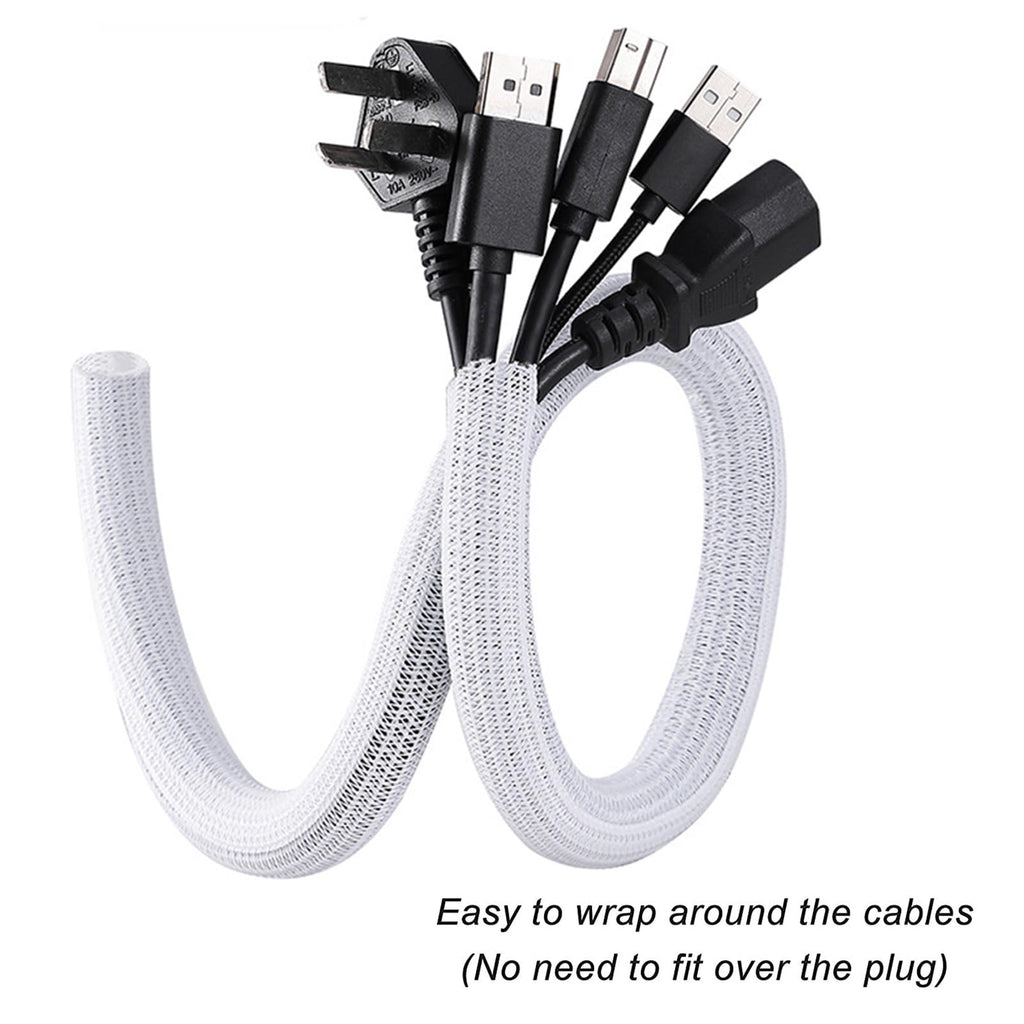 White Cable Tidy Sleeve 0.5m (13–20mm) Self-Closing Cord Protector