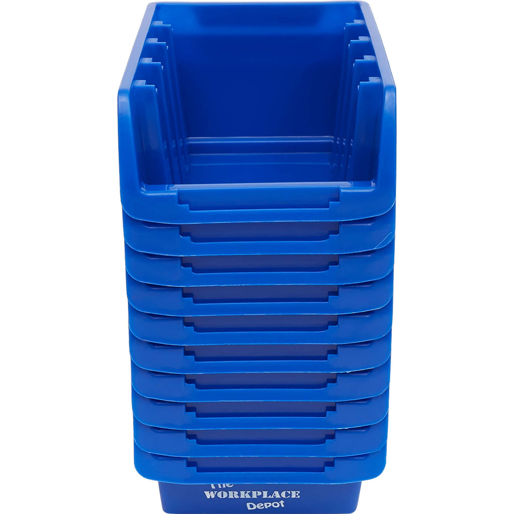 Plastic Stackable Storage Bins — Pack of 10, Blue, 75×104×162 mm
