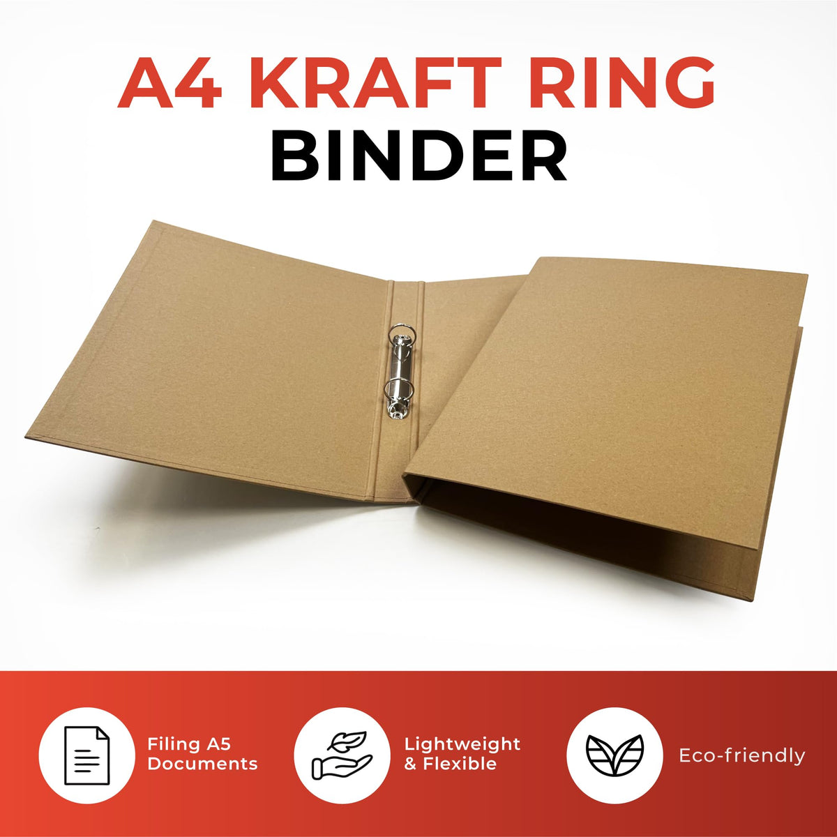 A4 Kraft Paperboard 2-O Ring Binder, 25mm Spine