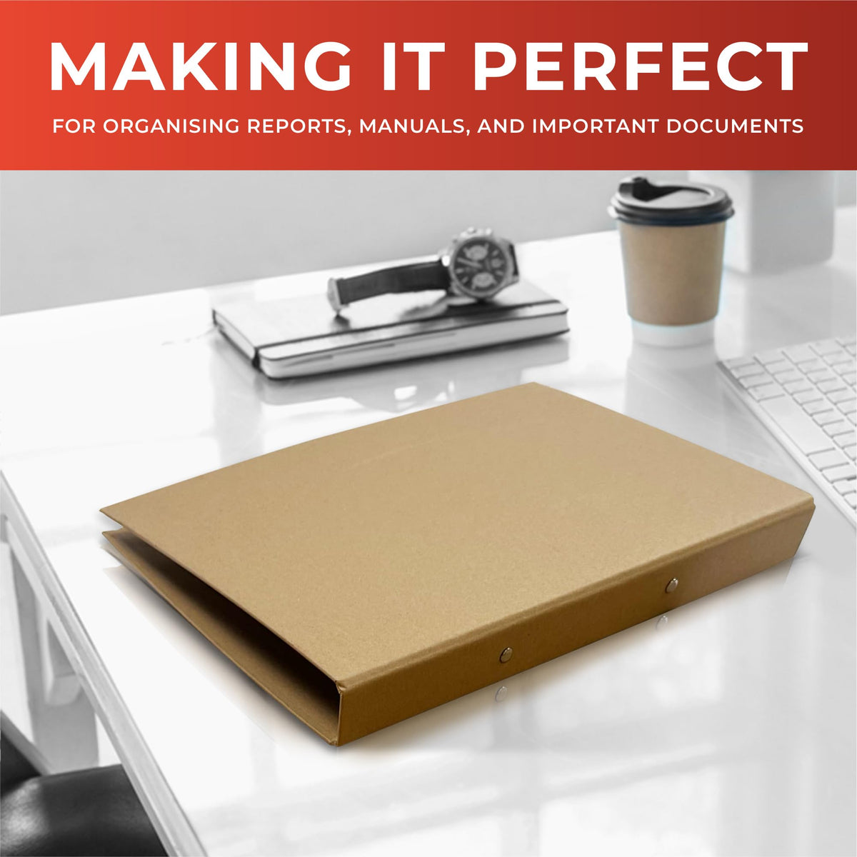 A4 Kraft Paperboard 2-O Ring Binder, 25mm Spine