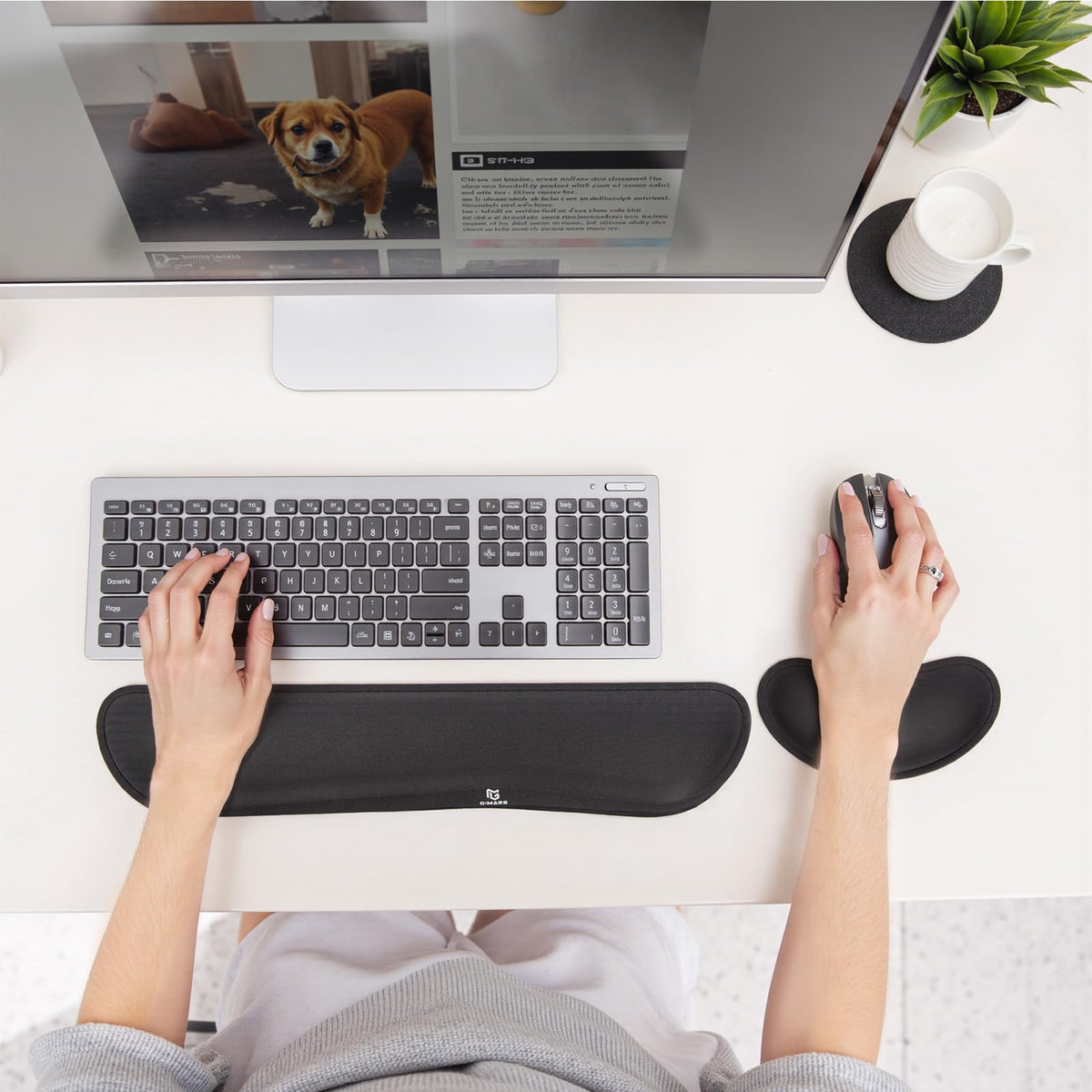 3cm Memory Foam Wrist Rest Set – Ergonomic Keyboard & Mouse (3‑Piece, Black)