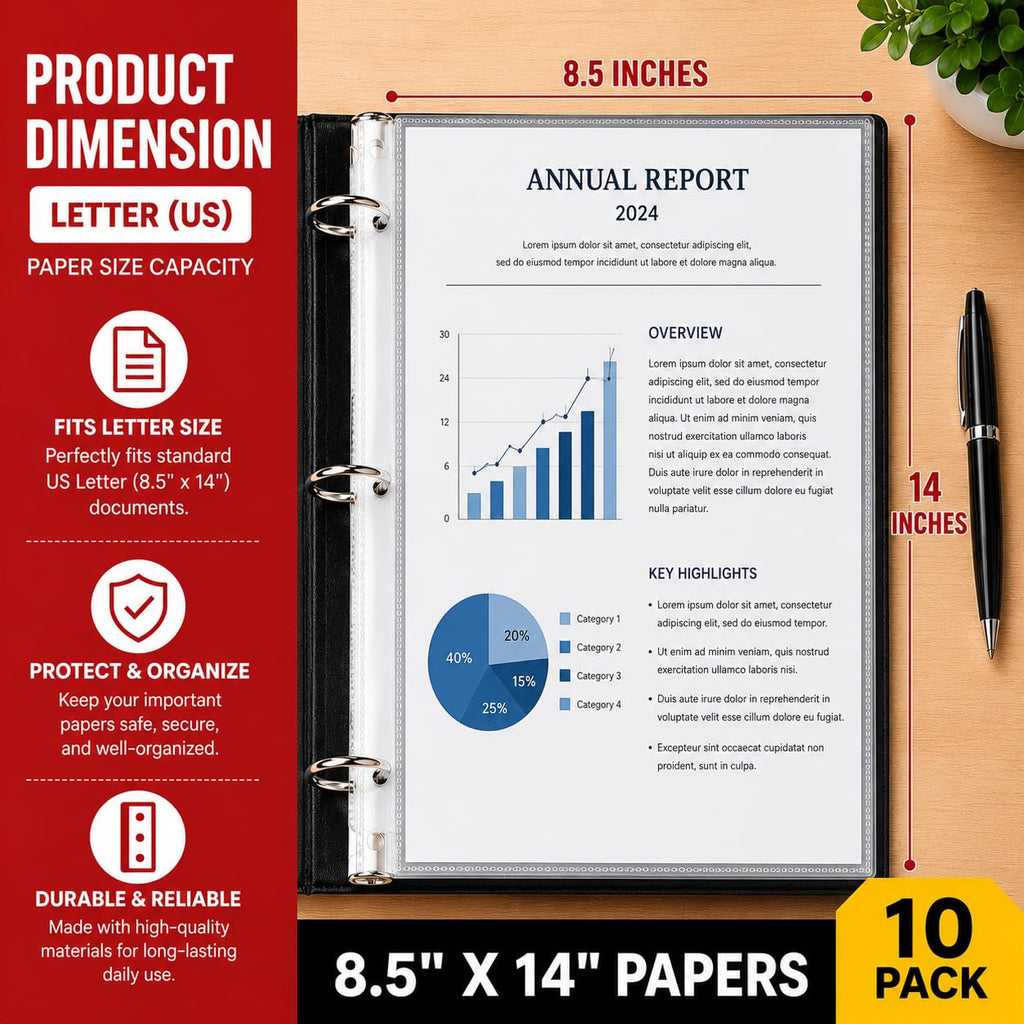10 Pack 8.5 x 14 Legal Clear Heavyweight Sheet Protectors