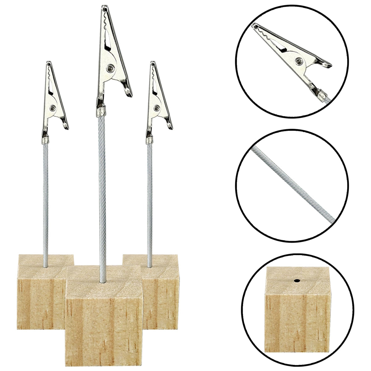 16 Wooden Base Alligator Clip Memo Holders for Photos & Cards (2.5cm)