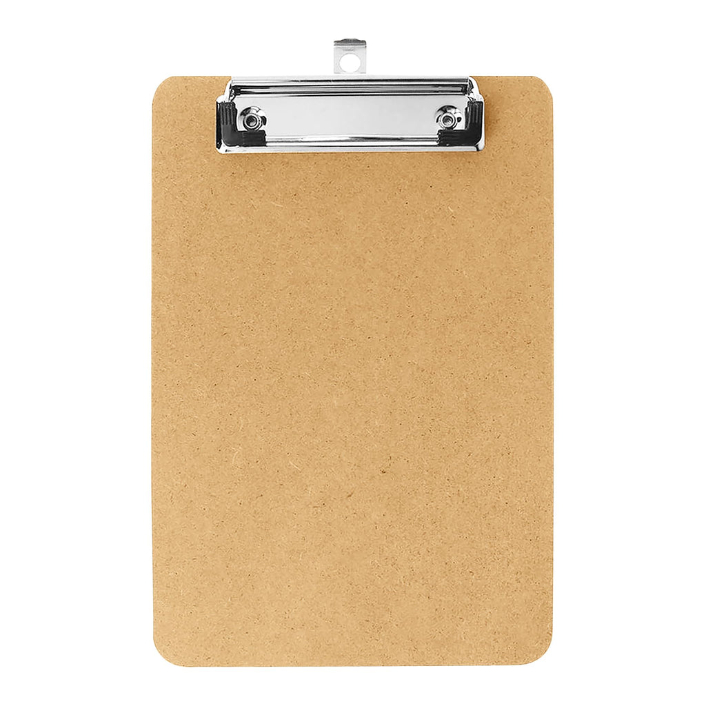 A5 Wooden Clipboard — Hardboard with Metal Clip & Hanging Hole