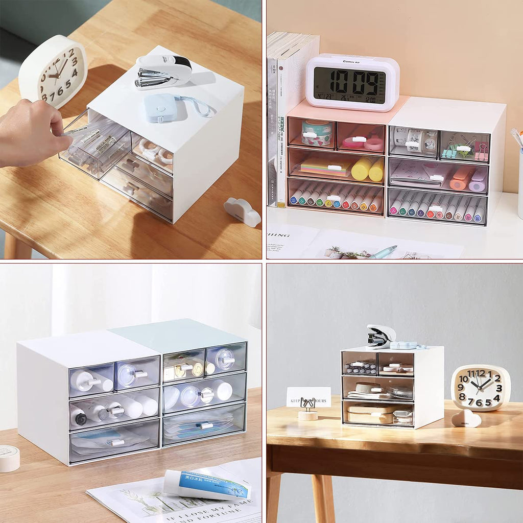 Desk Storage 4-Drawer Plastic Desktop Organizer - White