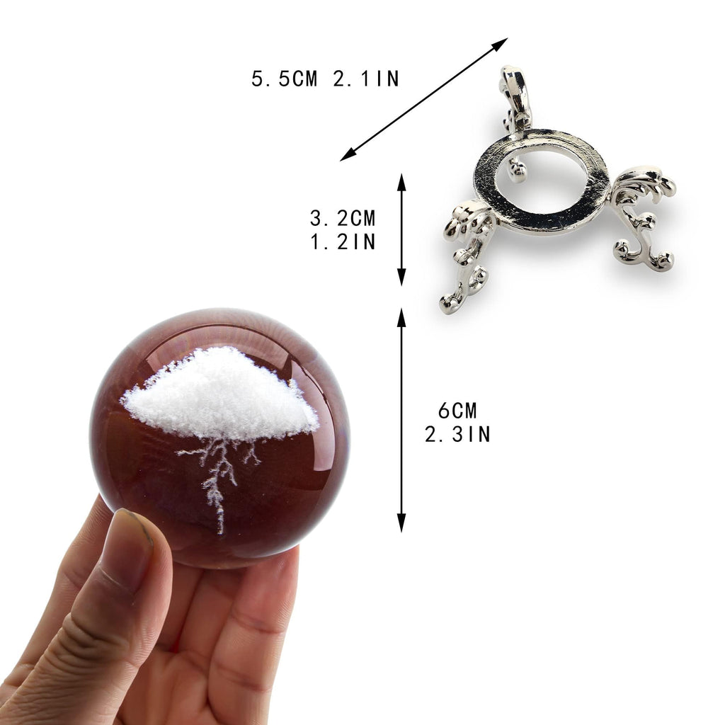 3D Lightning Cloud Crystal Ball Paperweight with Stand 60mm