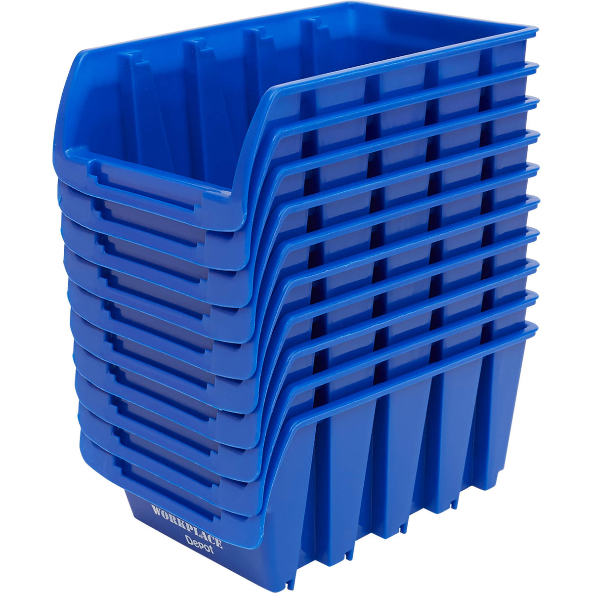 Plastic Stackable Storage Bins — Pack of 10, Blue, 75×104×162 mm