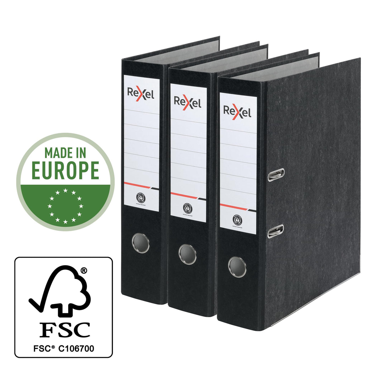 Foolscap Lever Arch File — 500-Sheet, 75mm Spine, Black Marble