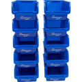 Plastic Stackable Storage Bins — Pack of 10, Blue, 75×104×162 mm