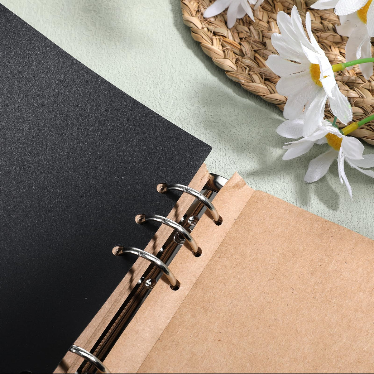 6-Pack A5 6-Hole Black Plastic Binder Dividers with Tabs