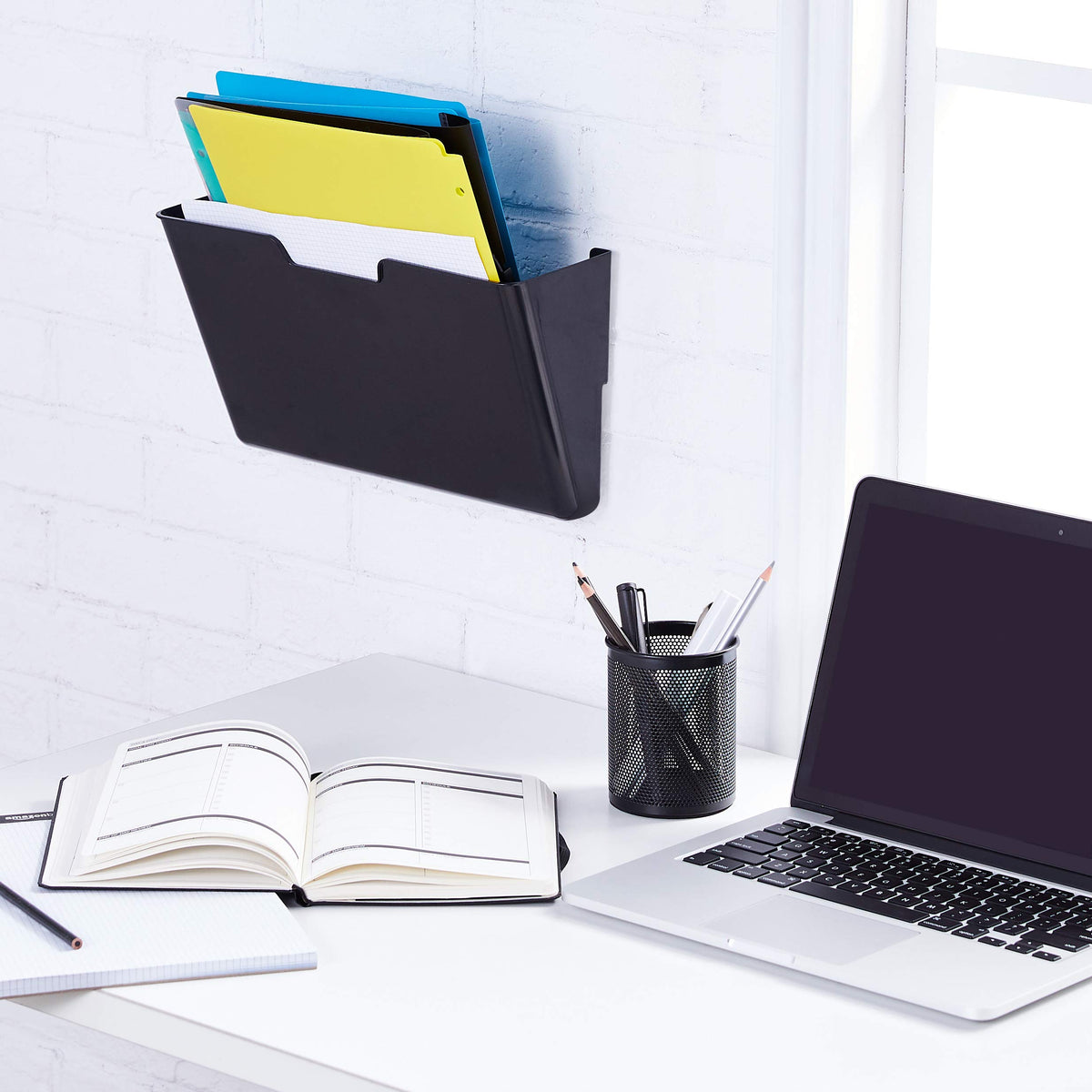 Hanging 3-Tier Wall File Organizer, 3-Pack, Letter Size, 33 x 38 cm, Black
