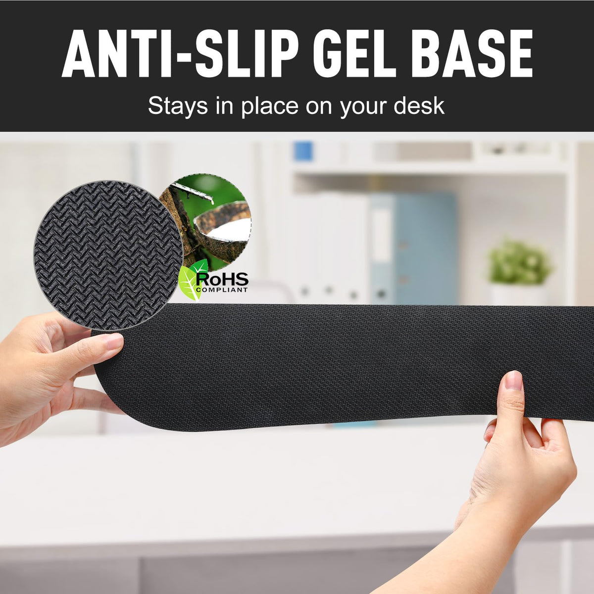 3cm Memory Foam Wrist Rest Set – Ergonomic Keyboard & Mouse (3‑Piece, Black)