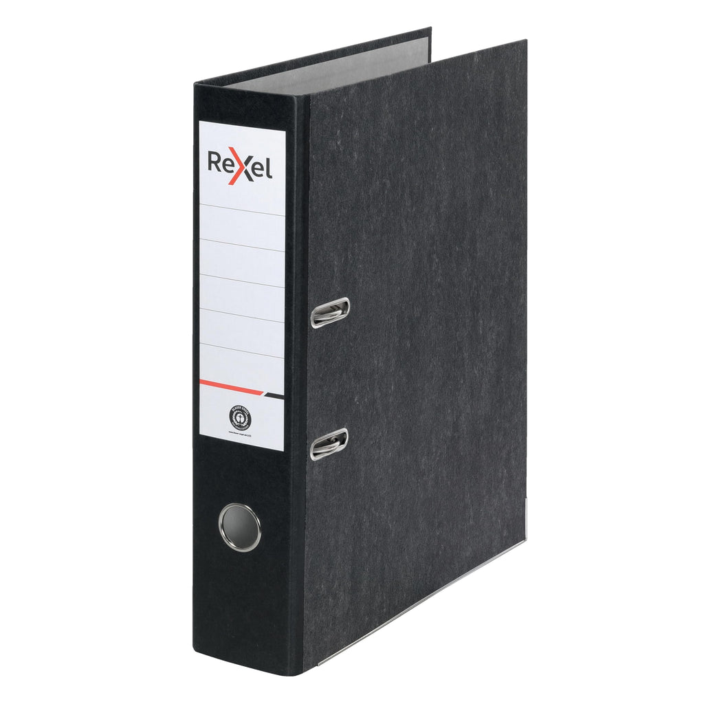 Foolscap Lever Arch File — 500-Sheet, 75mm Spine, Black Marble
